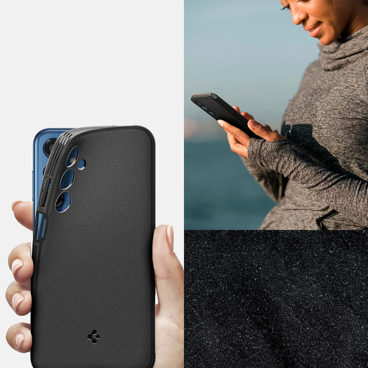 Etui Spigen Essential SandBlast do Galaxy M35 5G, czarne matowe